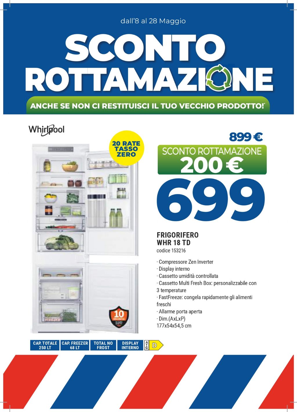 WHIRLPOOL FRIGO INCASSO WHR18TD